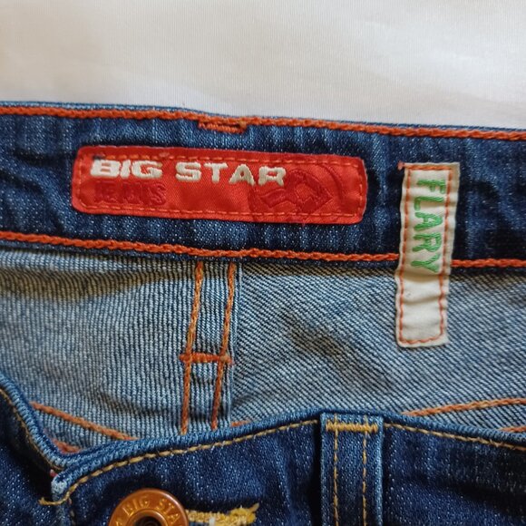 Big Star Womens Jeans Flary Flare Y2K Lowrise  Dark Wash Stretch 7WFLABT Size 26 - Picture 9 of 15